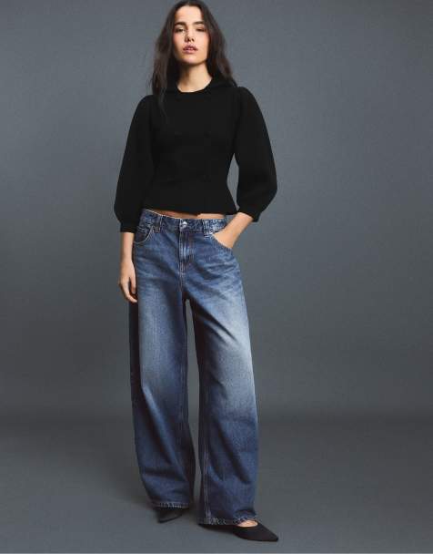 Stradivarius dobbeltradet strikket cardigan i sort - view 1