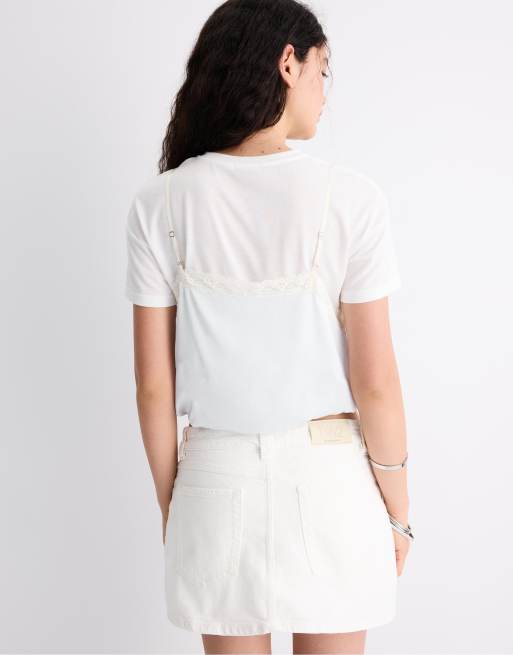 Stradivarius – Doppellagiges Camisole-T-Shirt in Himmelblau, 2 von 4