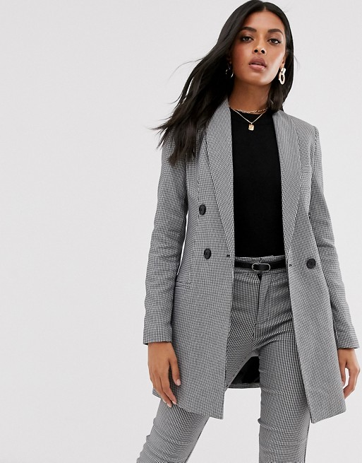 Stradivarius double breasted blazer/dress in dog tooth