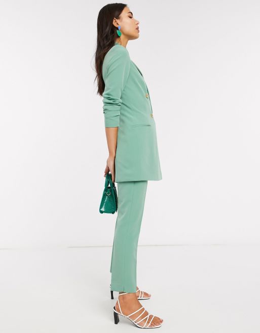 Stradivarius breasted blazer dress in green | ASOS