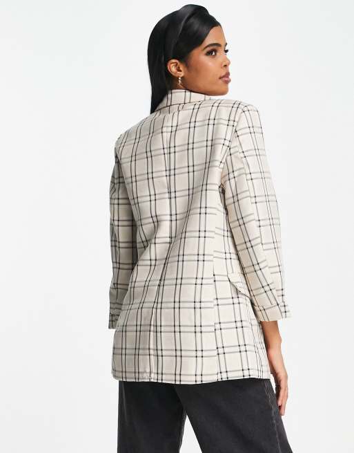 Cream checked outlet blazer