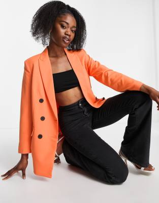 Stradivarius oversized blazer in orange