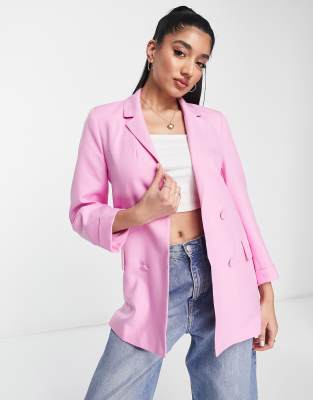 Stradivarius oversized blazer in pink