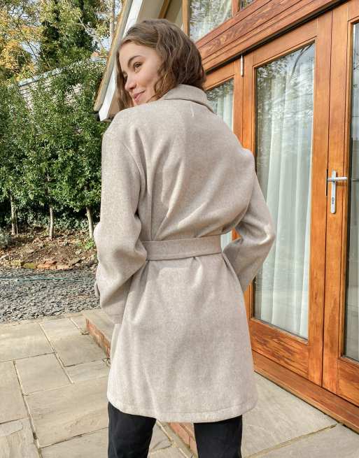 Stradivarius double breasted coat in beige