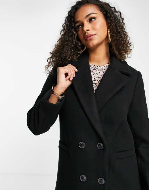 Stradivarius double breasted tailored coat in black