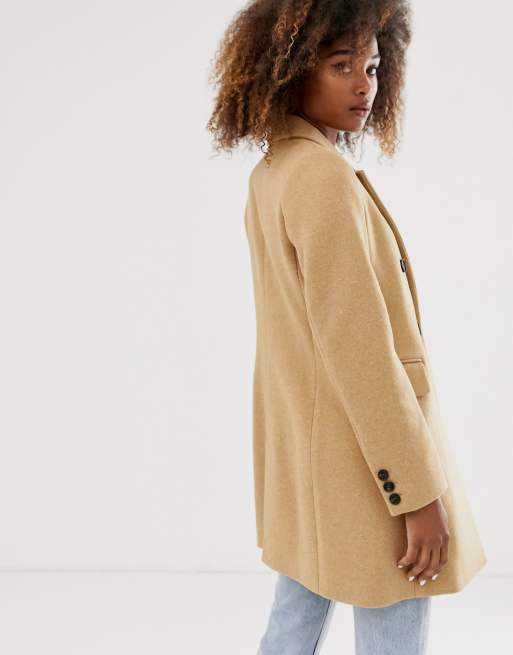 Stradivarius Double Breasted Tailored Coat In Camel-Neutral ل نساء