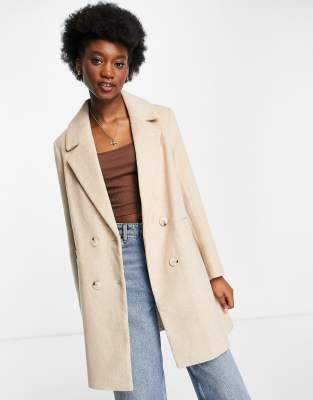 Stradivarius Double Breasted Tailored Coat In Camel-Neutral ل نساء