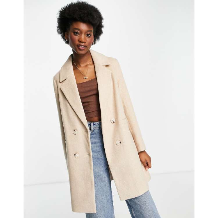 Stradivarius double breasted tailored coat in camel