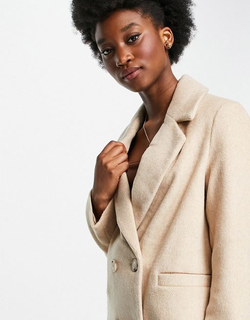 Stradivarius double breasted tailored coat in camel