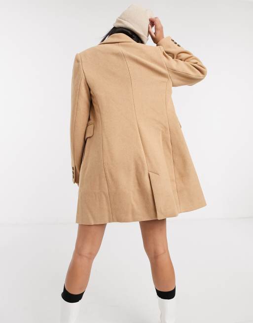 Stradivarius double-breasted tailored coat in camel