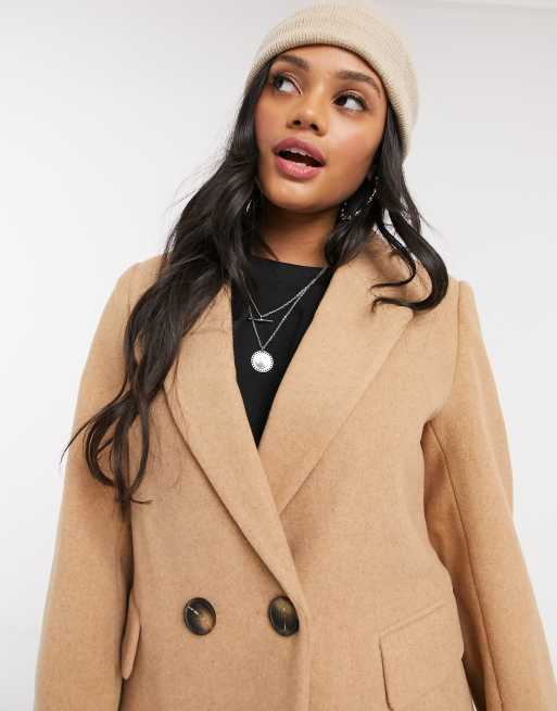 Stradivarius double-breasted tailored coat in camel