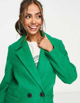 green double breasted coat women's