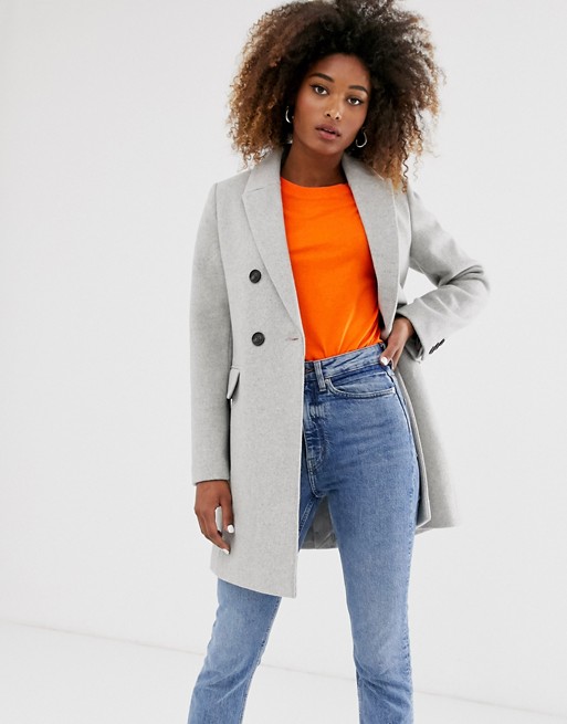Stradivarius double-breasted tailored coat in grey