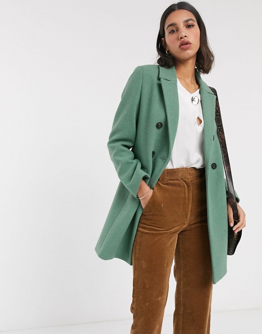 Stradivarius double-breasted tailoring coat in green