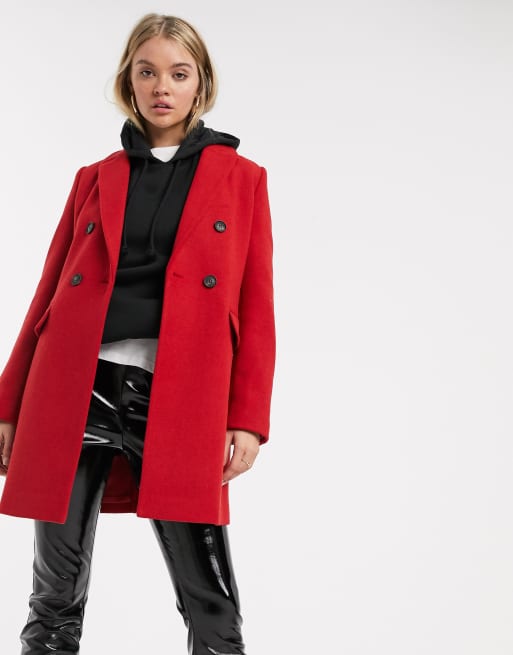 Stradivarius double breasted tailoring coat in red ASOS