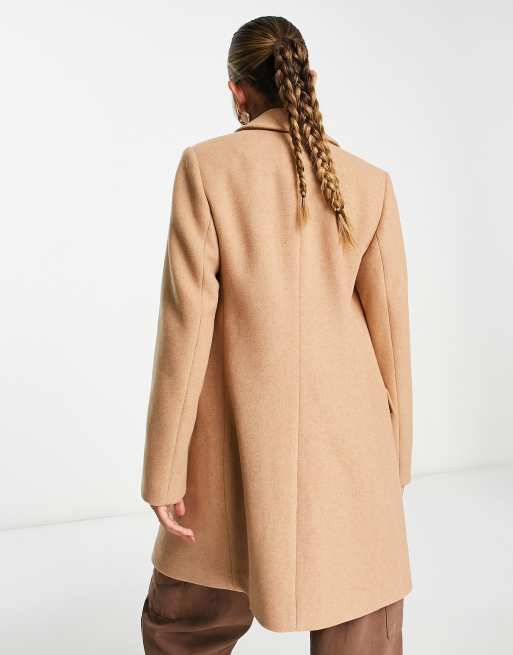 Stradivarius double breasted tailored coat in camel