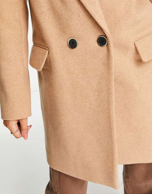 Stradivarius Double Breasted Tailored Coat In Camel-Neutral ل نساء