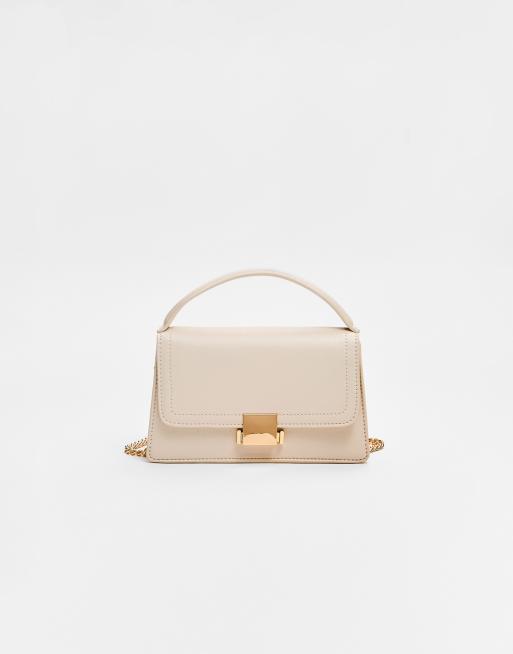 Stradivarius double handle crossbody bag in ecru, 3 of 4