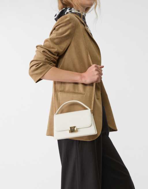 Stradivarius double handle crossbody bag in white, 2 of 4