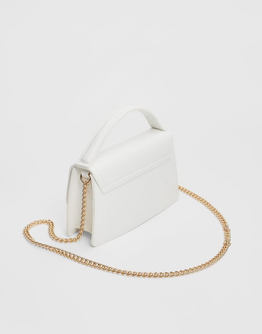 Stradivarius double handle crossbody bag in white, 3 of 4