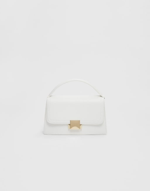 Stradivarius double handle crossbody bag in white, 4 of 4