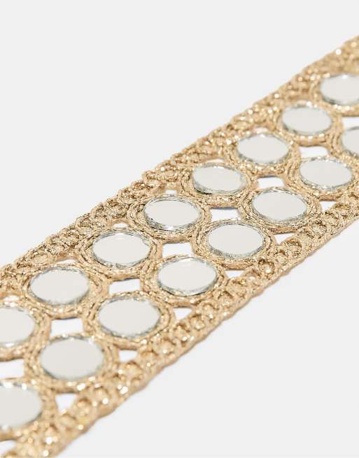 Stradivarius Double-mirror choker necklace in gold, 4 of 4