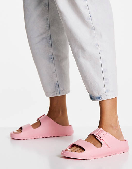 Shoes Sandals/Stradivarius double strap buckle sandal in pink 