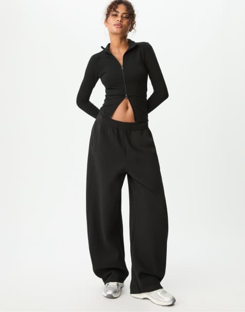 Stradivarius Double zip t-shirt in black - view 1