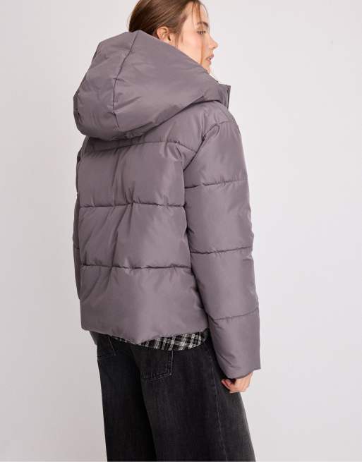 Stradivarius doudoune à capuche basique gris foncé, 3 de 7
