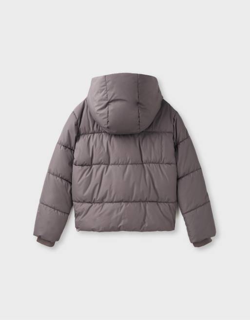 Stradivarius doudoune à capuche basique gris foncé, 7 de 7