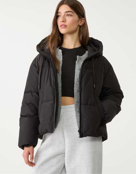 Stradivarius - Doudoune oversize à capuche - Noir - view 1