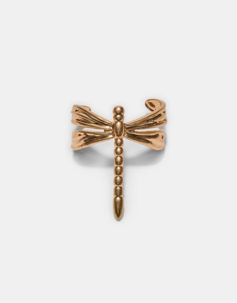 Stradivarius Dragonfly bangle in gold - view 1