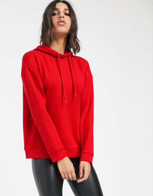 Stradivarius drawstring hoodie in red ASOS