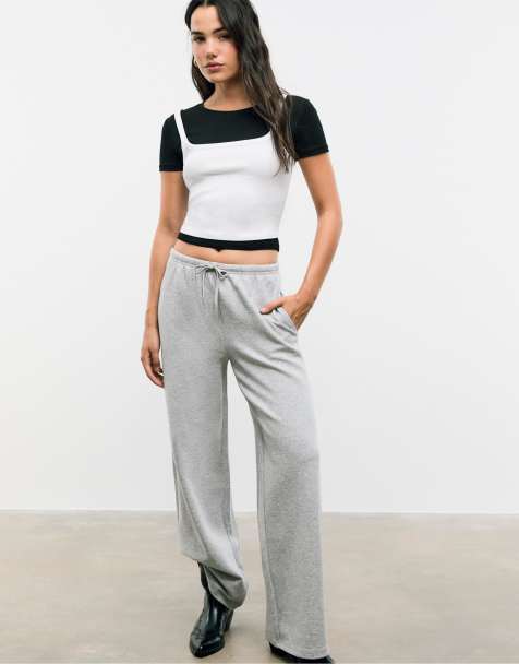 Stradivarius Drawstring jogging trousers in grey melange - view 1
