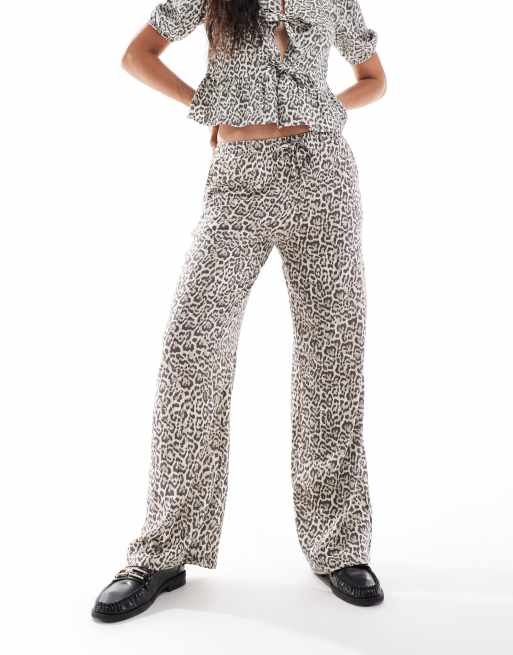 Leopard print drawstring pants cheap