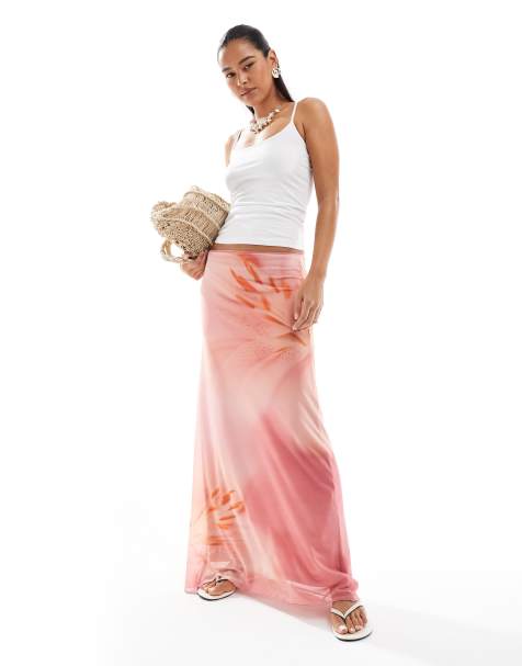 Stradivarius – Dżersejowa spódnica maxi w kwiatowy wzór - view 1