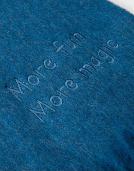 Stradivarius écharpe à slogan bleu sarcelle, 4 de 4