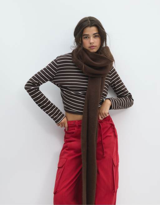 Stradivarius écharpe basique mi-saison marron, 3 de 4