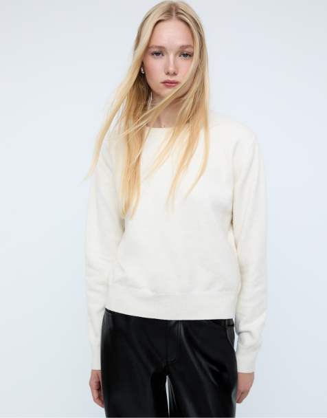 Stradivarius - Ecrufarvet blød basis-sweater - view 1