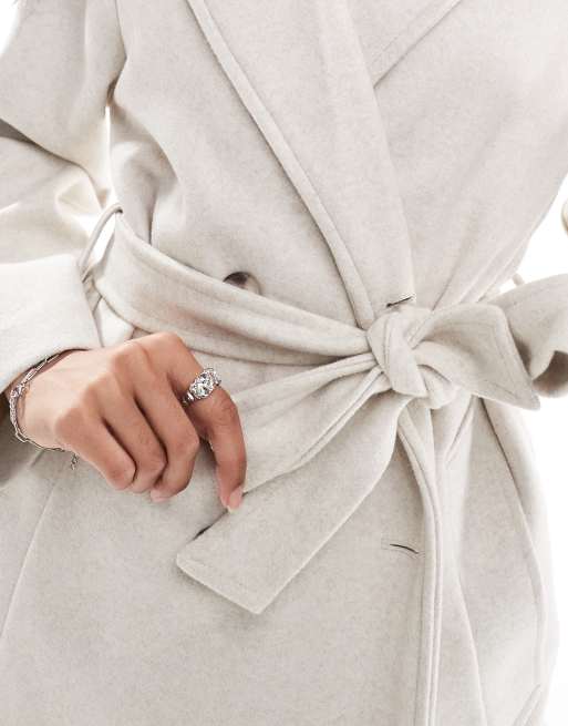 Stradivarius - Ecrufarvet blød trenchcoat, 2 af 4
