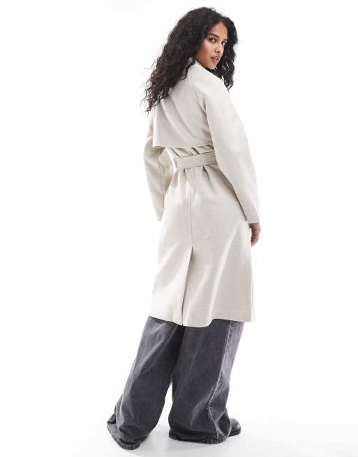 Stradivarius - Ecrufarvet blød trenchcoat, 4 af 4