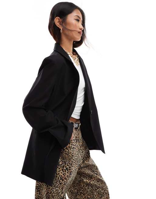 Stradivarius – Einreihiger Blazer in Schwarz