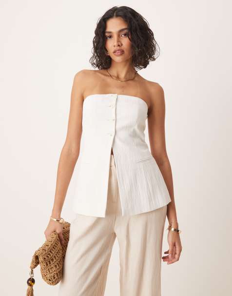 Stradivarius - Elegante bandeau-top in wit - view 1