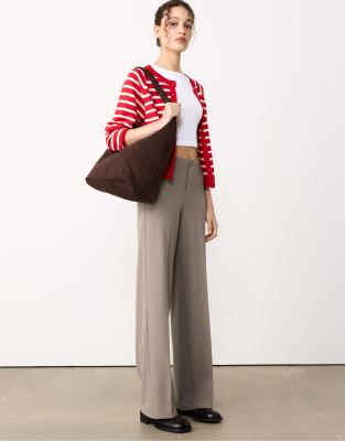 Stradivarius - Elegante Hose in Beige mit weitem Bein-Neutral