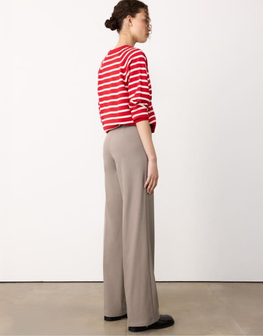 Stradivarius – Elegante Hose in Beige mit weitem Bein, 3 von 4