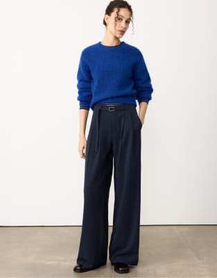 Stradivarius - Elegante Hose in Blau mit Schnallendetail und weitem Bein