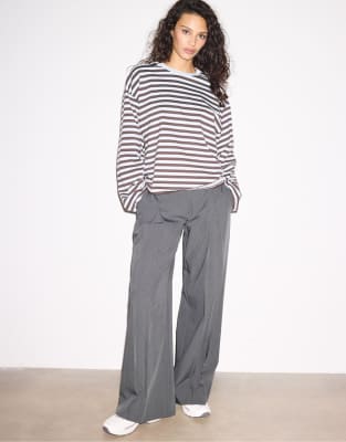 Stradivarius - Elegante Hose in Dunkelgrau mit Bund