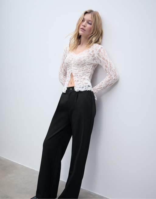 Stradivarius – Elegante Hose in Schwarz mit geradem Schnitt, 3 von 4