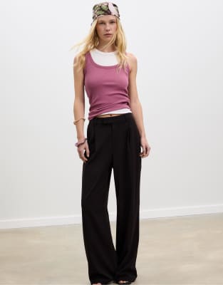 Stradivarius - Elegante Hose in Schwarz mit weitem Bein