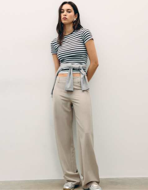 Stradivarius – Elegante Hose in Steinbeige mit schmalem, geradem Schnitt - view 1